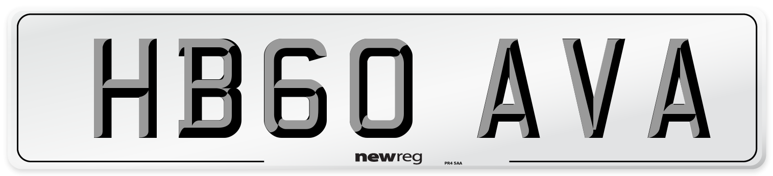 HB60 AVA Number Plate from New Reg